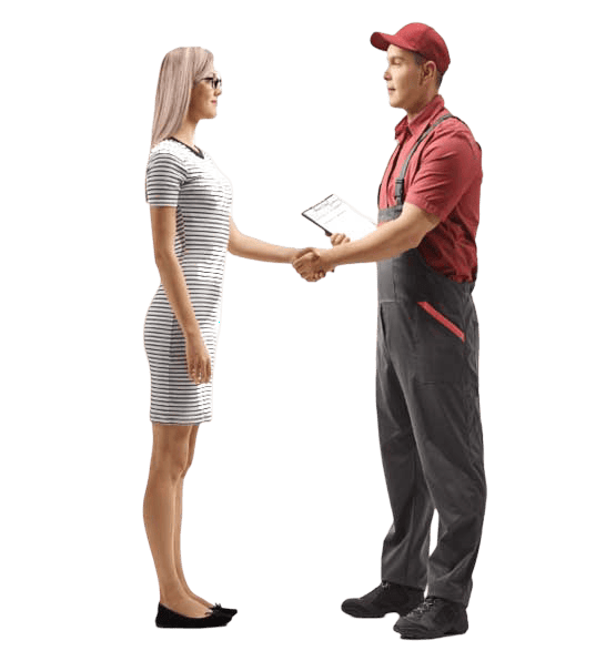 Técnico profesional de Calefon.UY con un cliente satisfecho